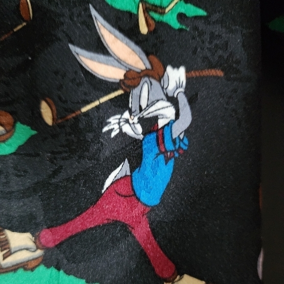 Vintage 1994 Looney toons characters mania golf ties black green - Picture 3 of 3